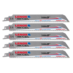 LENOX 2014225 9" x 1" Lazer CT™ Carbide Tipped  Reciprocating Saw Blades (5 Pack)