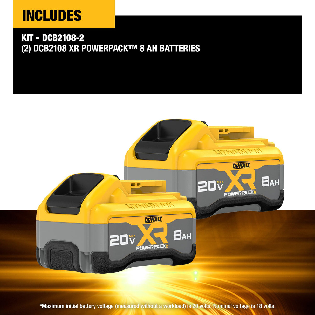 DEWALT DCB2108-2 20V MAX* XR POWERPACK™ 8 Ah Battery (2 PK)