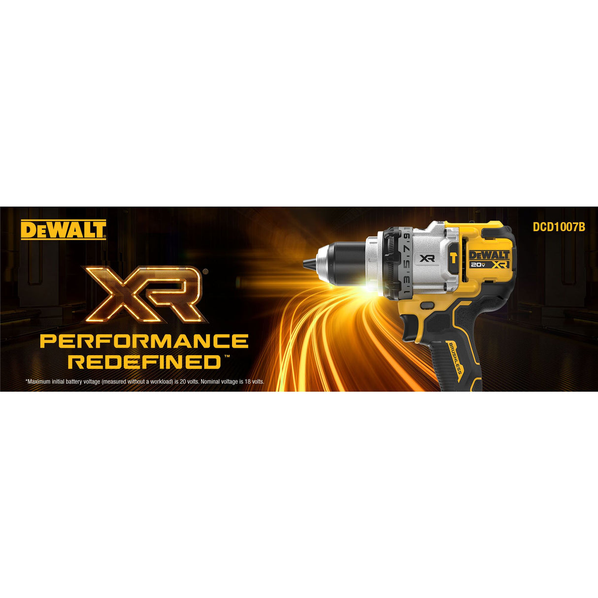 DEWALT DCD1007B 20V MAX* XR® Brushless Cordless 1/2 in. 3-Speed Hammer Drill (Tool Only)