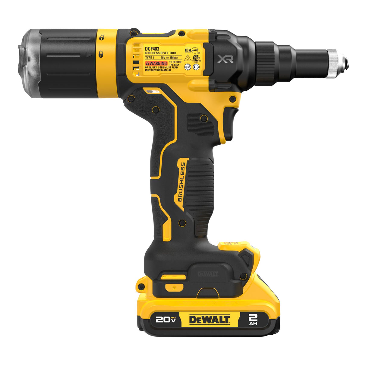 DEWALT DCF403D1 20V MAX* XR® Brushless Cordless 3/16" Rivet Tool Kit