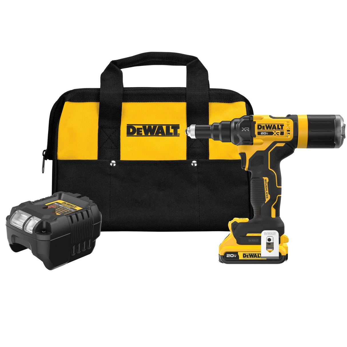 DEWALT DCF403D1 20V MAX* XR® Brushless Cordless 3/16" Rivet Tool Kit