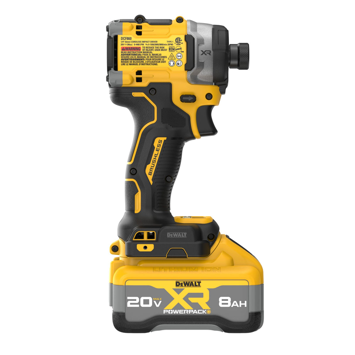 DEWALT DCF860WW1 20V MAX* XR® Brushless Cordless 3-Speed High Torque 1/4 in. Impact Driver Kit with XR POWERPACK™