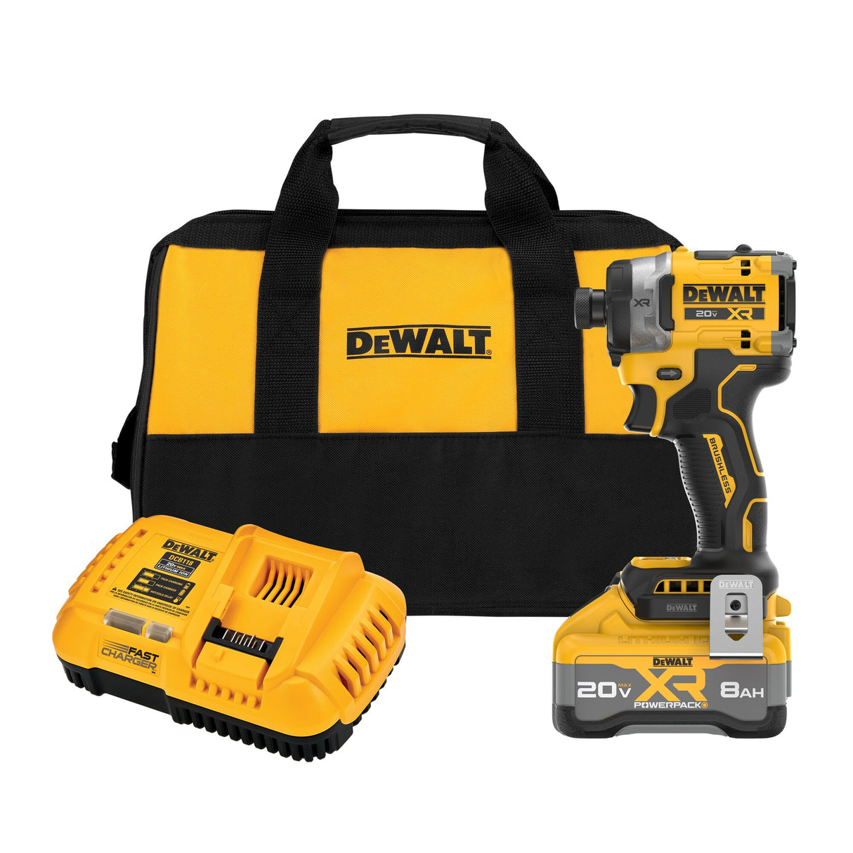 DEWALT DCF860WW1 20V MAX* XR® Brushless Cordless 3-Speed High Torque 1/4 in. Impact Driver Kit with XR POWERPACK™