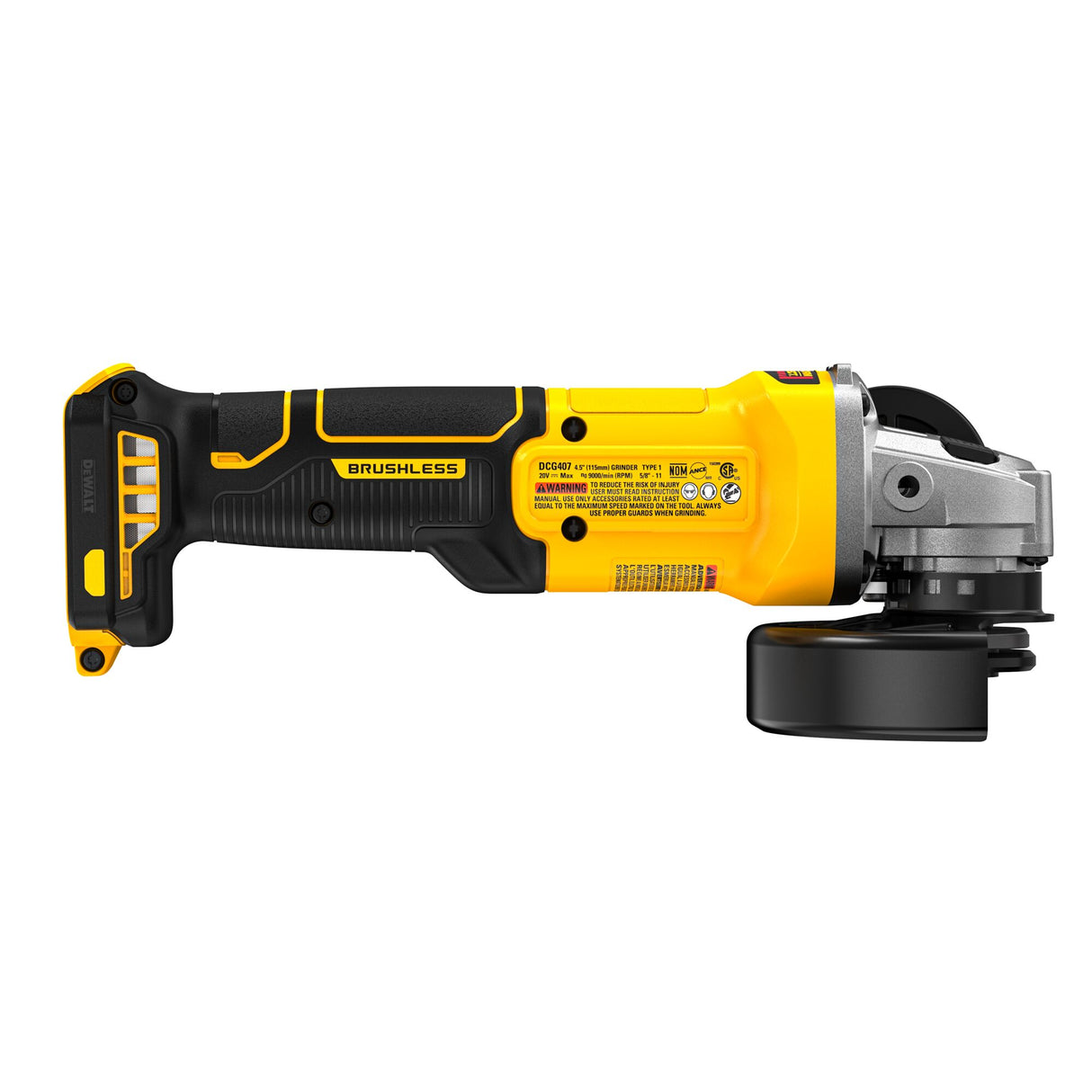 DEWALT DCG407B 20V MAX* 4-1/2 in. Brushless Slide-Switch Grinder (Tool Only)