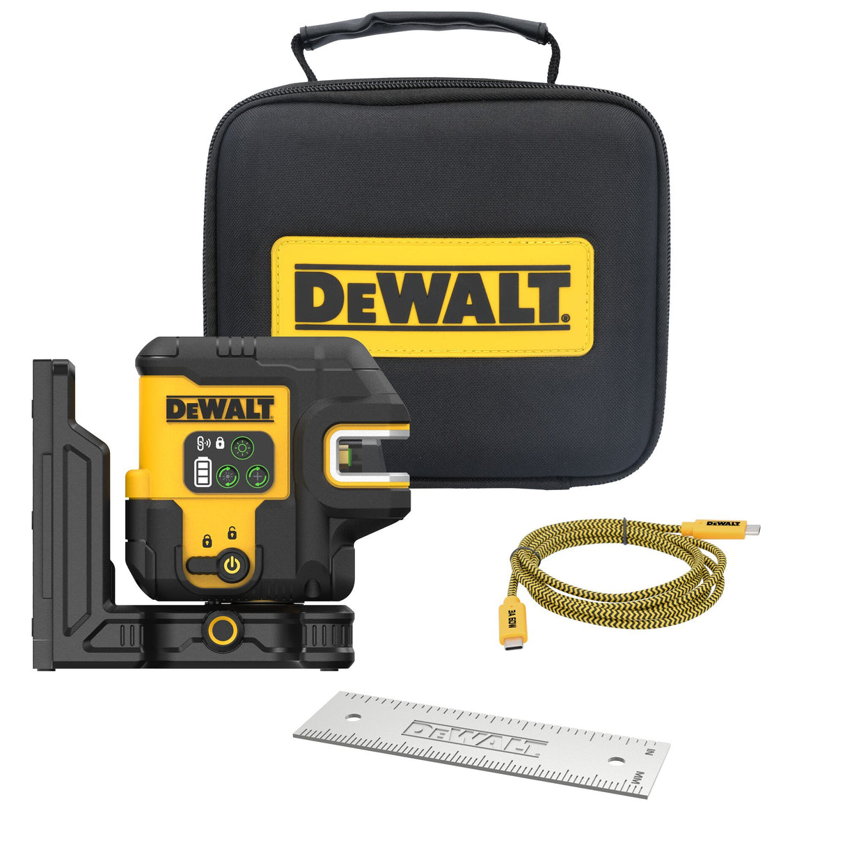 DEWALT DCLE14221GB  USB Green 2-Spot & Crossline Laser Base Kit