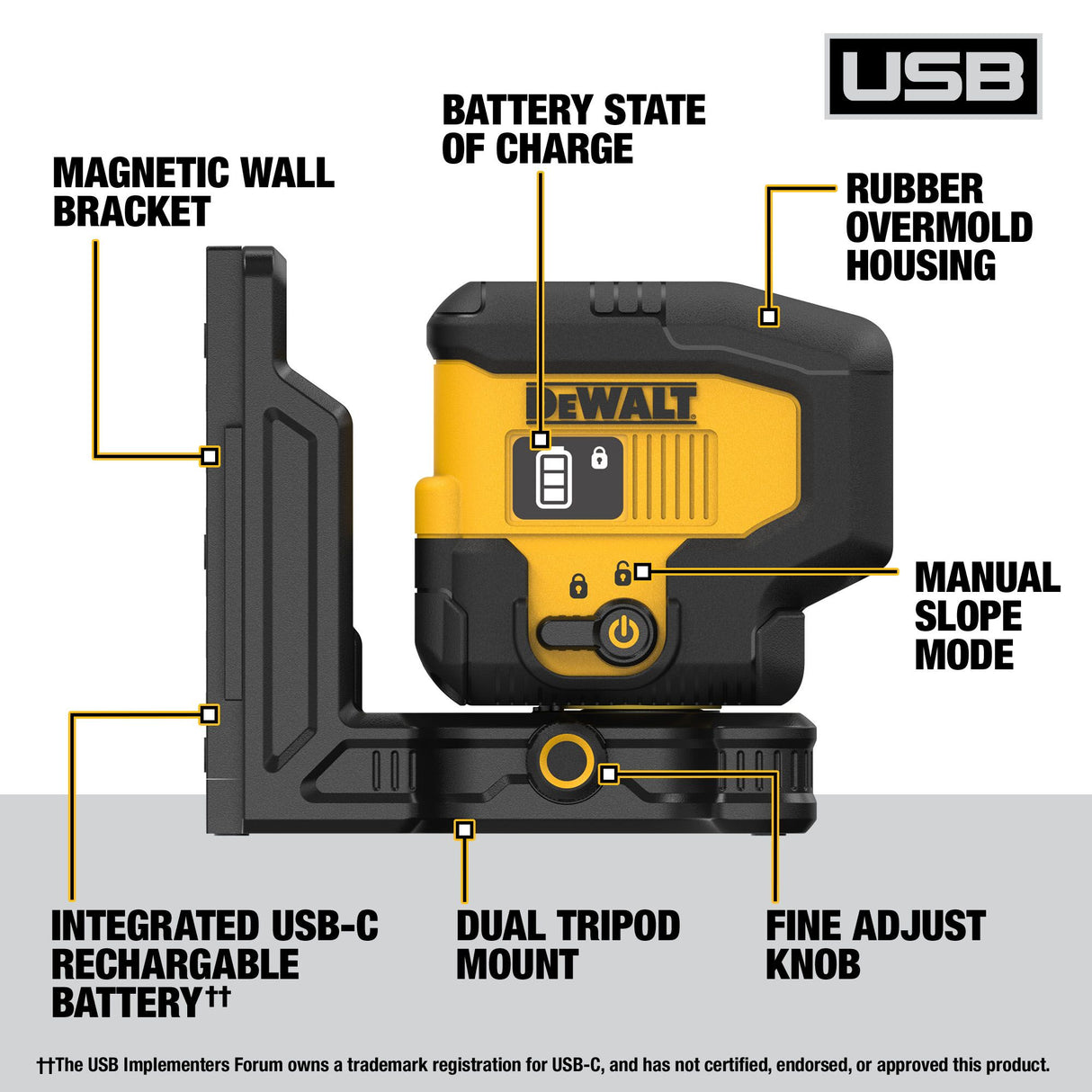 DEWALT DCLE16031GB USB Green 3-Spot Base Kit
