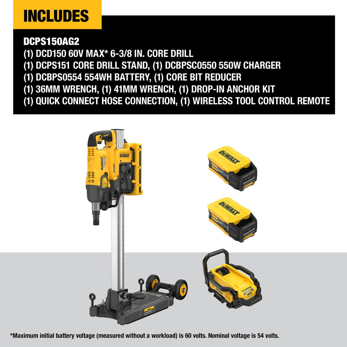 DEWALT DCPS150AG2 POWERSHIFT™ 6-3/8 in. Core Drill Stand Kit