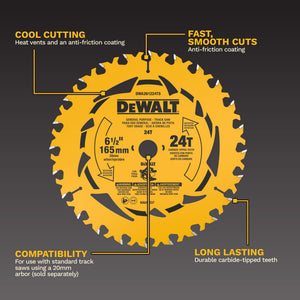 DEWALT DWA261224TS  6-1/2 in. 24T General Purpose Track Saw Blade