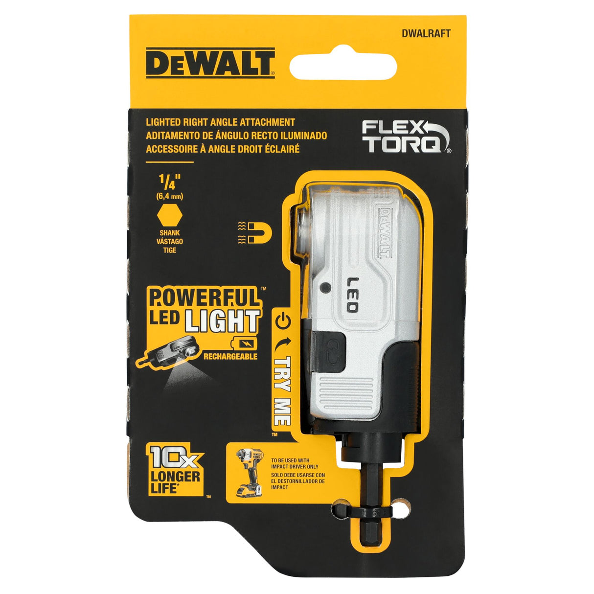 DEWALT DWALRAFT DEWALT FLEXTORQ® LIGHTED MODULAR RIGHT ANGLE ATTACHMENT