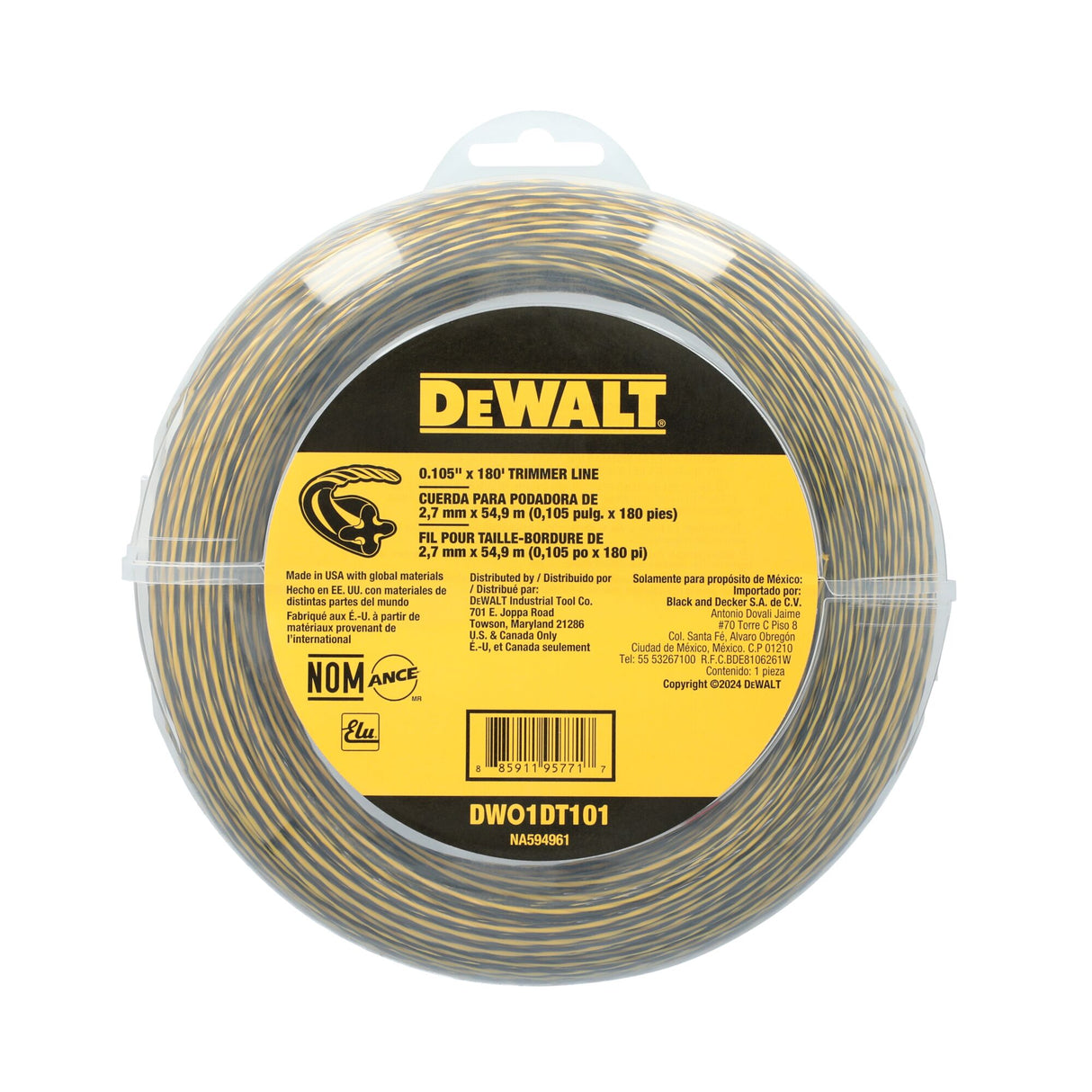 DEWALT DWO1DT101  0.105 in. X 180 ft. Trimmer Line