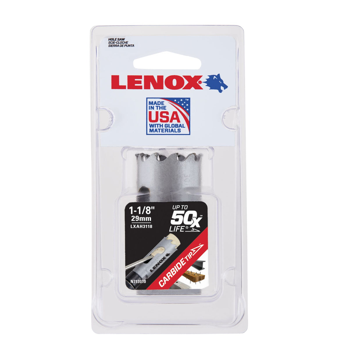 LENOX LXAH3118 Speed Slot® Carbide Tipped Hole Saw 29mm / 1-1/8"