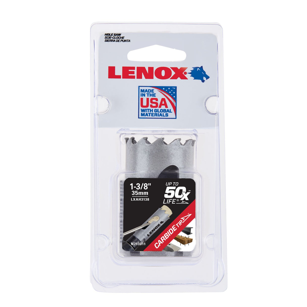 LENOX LXAH3138 Speed Slot® Carbide Tipped Hole Saw 35mm / 1-3/8"