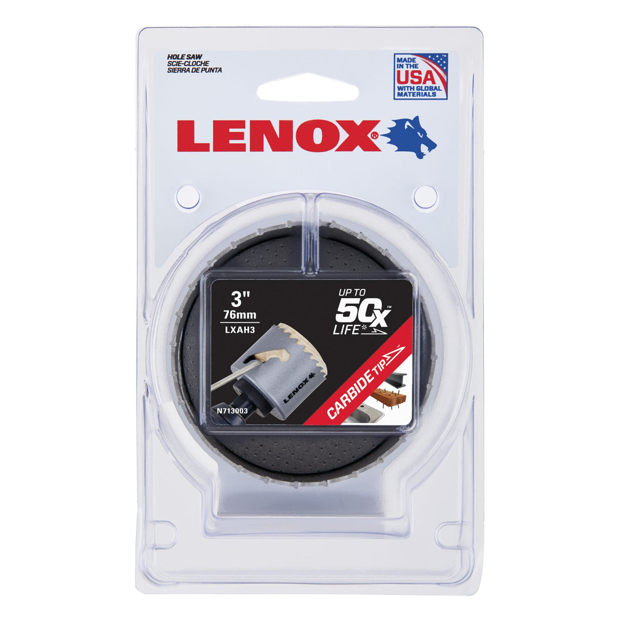 LENOX LXAH3 Speed Slot® Carbide Tipped Hole Saw 76mm / 3"