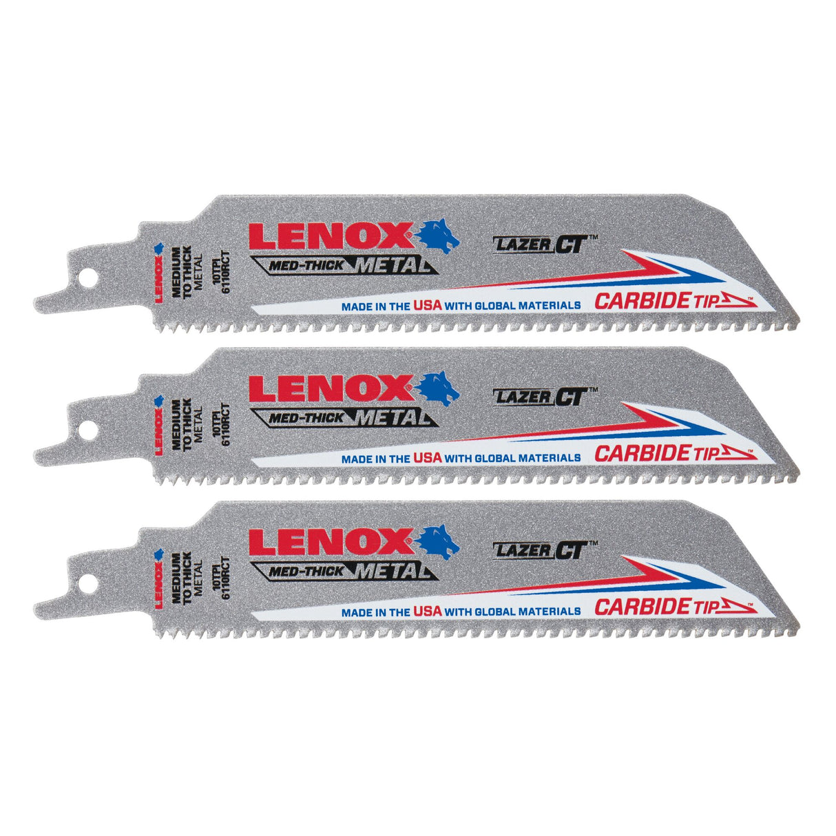 LENOX LXAR9110CT-1 Lazer CT™ Carbide Tipped 9" Reciprocating Saw Blades 10TPI 1/PK