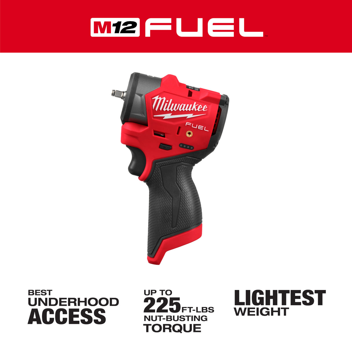 Milwaukee 3049-20 M12 FUEL™ 3/8" Subcompact Impact Wrench w/ Friction Ring (Tool Only)