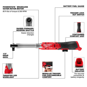 Milwaukee 3055-20 M12 FUEL™ 1/2" Extended Reach Ratchet