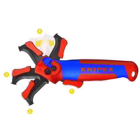 KNIPEX 16 50 145 SBA Stripping Knife With Guide Shoe and Ratchet Function