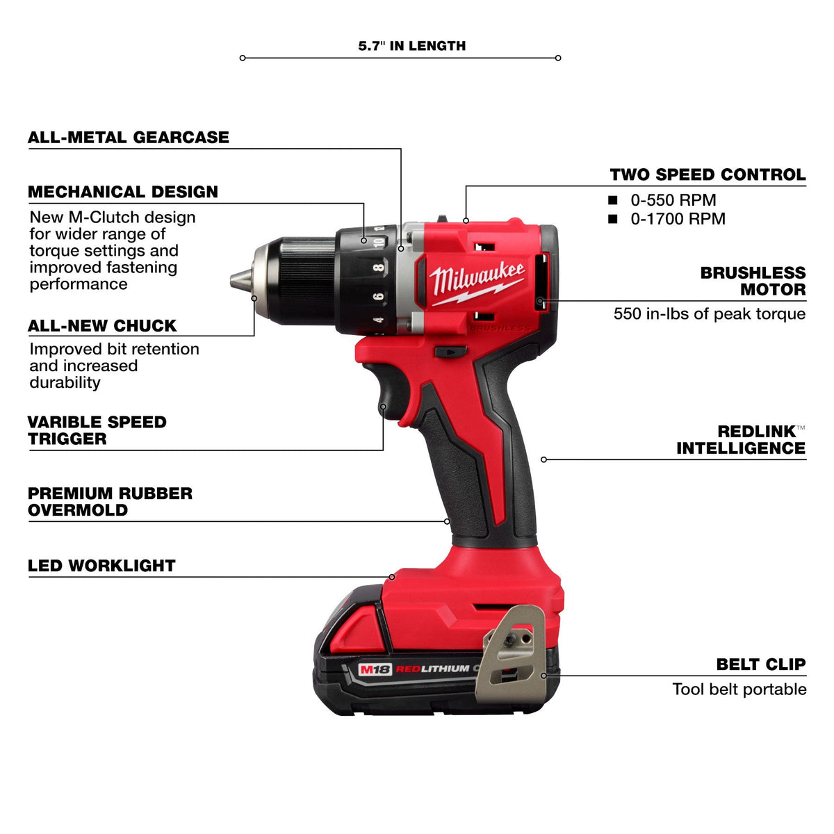 Milwaukee 3601-21CT M18™ Compact Brushless 1/2" Drill/Driver Kit