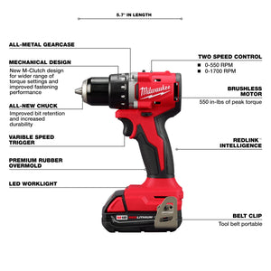 Milwaukee 3601-21CT M18™ Compact Brushless 1/2" Drill/Driver Kit