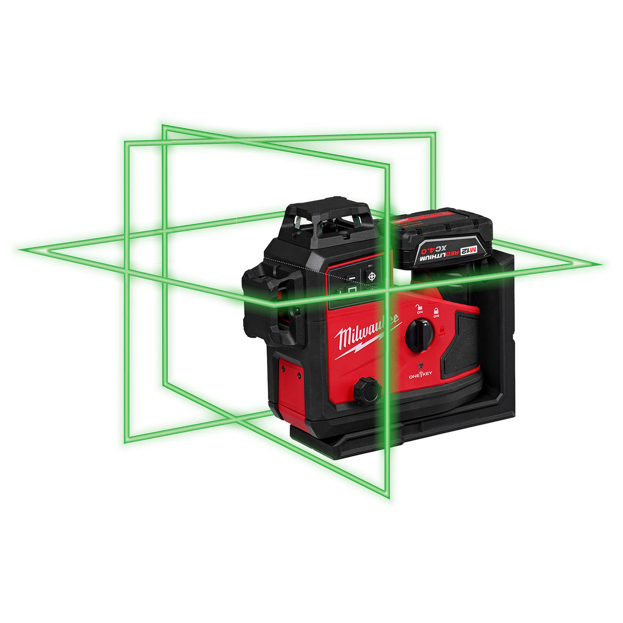Milwaukee 3642-21 M12™ Green 360° 3-Plane Laser w/Automatic Alignment & Receiver