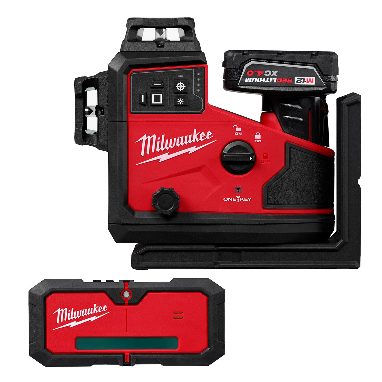 Milwaukee 3642-21 M12™ Green 360° 3-Plane Laser w/Automatic Alignment & Receiver