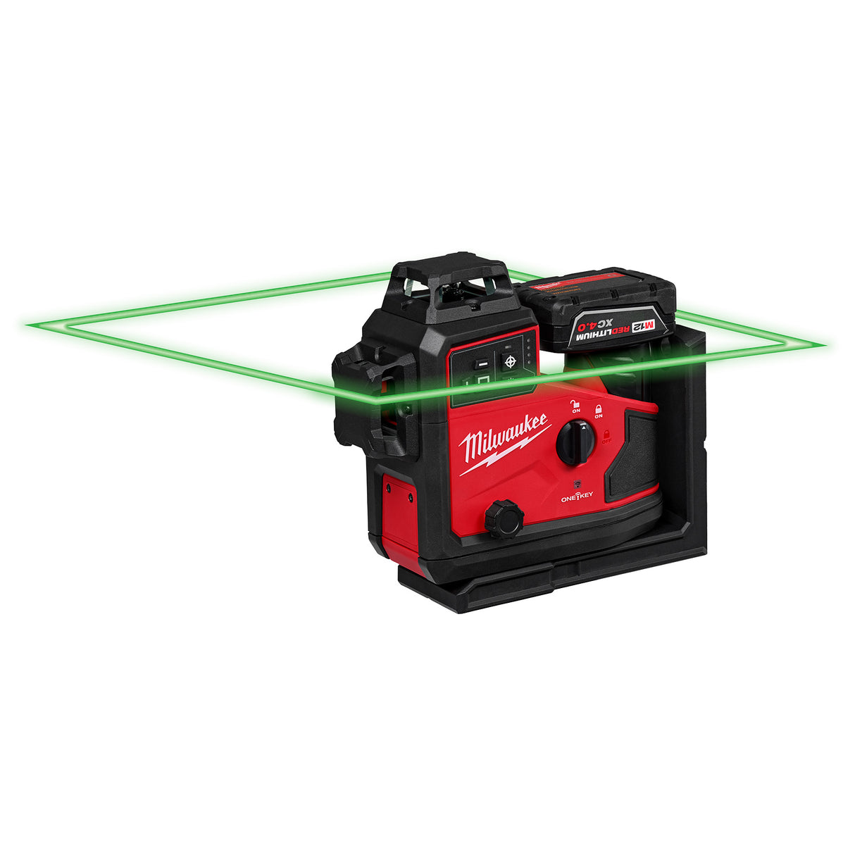 Milwaukee 3642-21 M12™ Green 360° 3-Plane Laser w/Automatic Alignment & Receiver