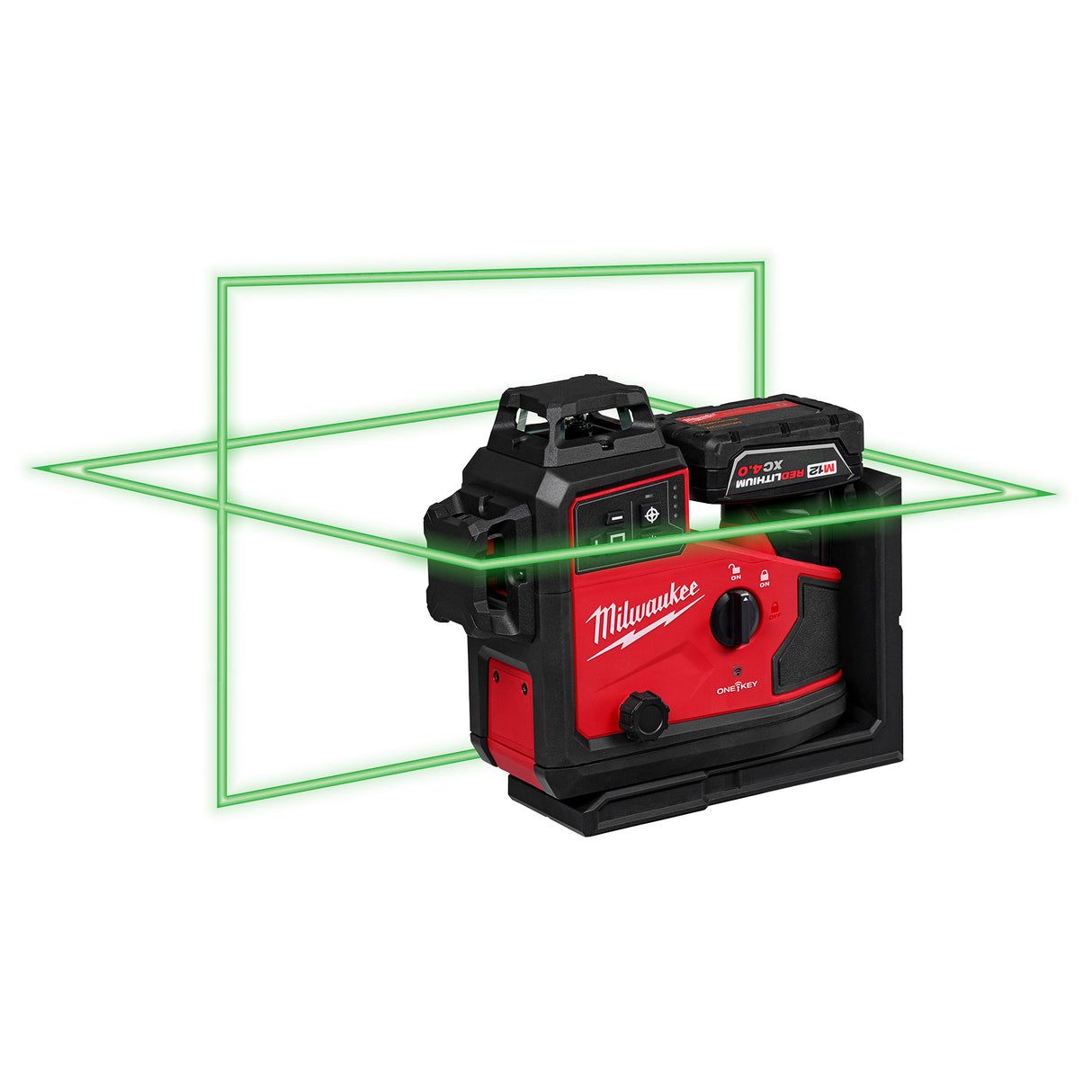 Milwaukee 3642-21 M12™ Green 360° 3-Plane Laser w/Automatic Alignment & Receiver