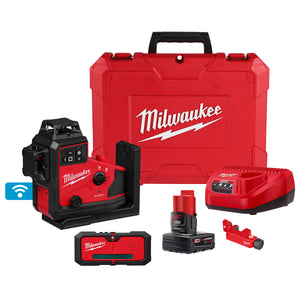Milwaukee 3642-21 M12™ Green 360° 3-Plane Laser w/Automatic Alignment & Receiver