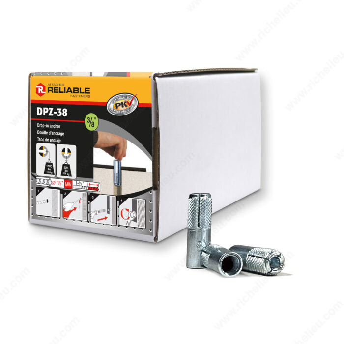 RELIABLE 3/8" Knurled Drop-in Anchor -50pcs