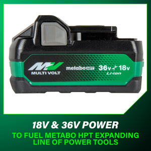 metabo HPT 382309M 18V/36V (5.0Ah/2.5Ah) MultiVolt™ Lithium Ion Water & Impact Resistant Battery