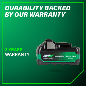 metabo HPT 382309M 18V/36V (5.0Ah/2.5Ah) MultiVolt™ Lithium Ion Water & Impact Resistant Battery