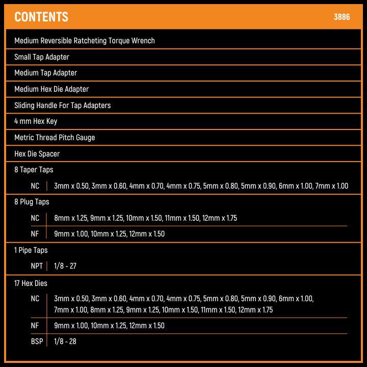GEARWRENCH 3886 42 Piece Metric Ratcheting Tap and Die Set