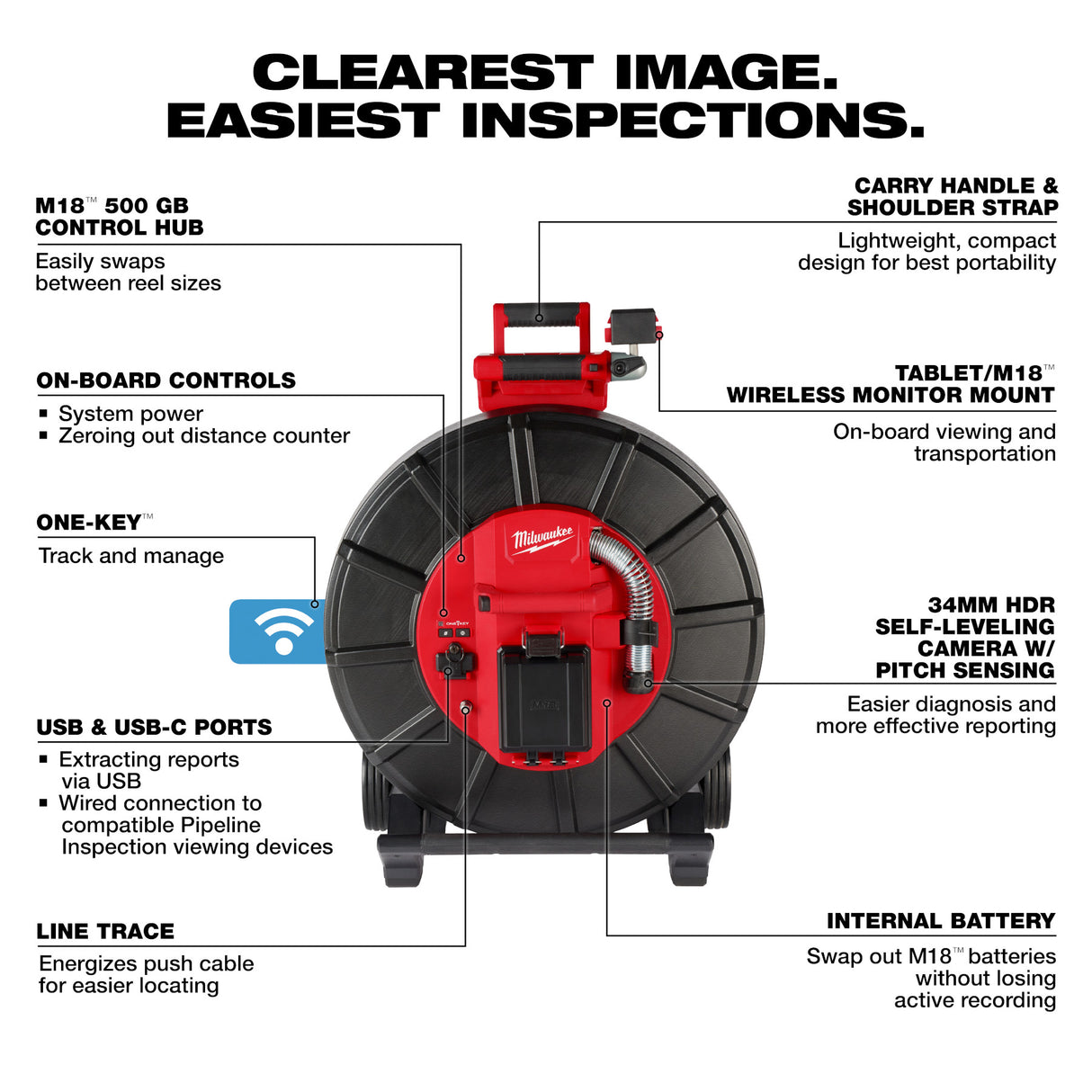Milwaukee 3976-22 M18™ 325’ Stiff Modular Pipeline Inspection System
