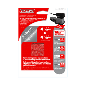 DIABLO DCS045VGPP10G 4-1/2" x 4-1/2" Assorted Palm Sander 1/4 Sheets (10-pk)