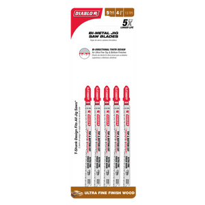 DIABLO DJT308BFP5 4-5/8" 13TPI Bi-Metal Jig Saw Blades for Wood (5-pk)