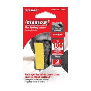 DIABLO DFBBLOCFIN03G 4" x 2-1/2" x 1" 100-Grit Flat Edge Sanding Sponges (3-pc)