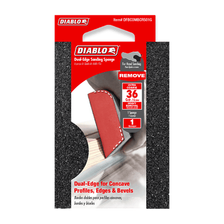DIABLO DFBCOMBCRS01G 4" x 2-1/2" x 1" 36-Grit Dual-Edge Sanding Sponge