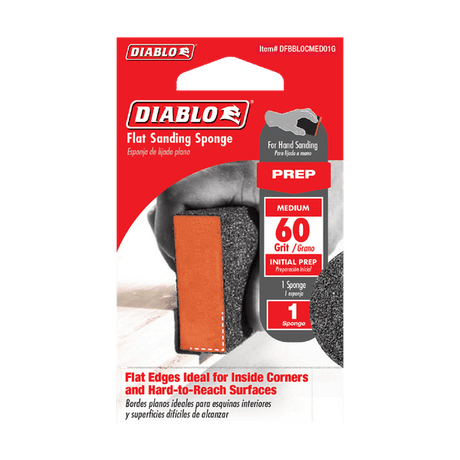 DIABLO DFBBLOCMED01G 4" x 2-1/2" x 1" 60-Grit Flat Edge Sanding Sponge