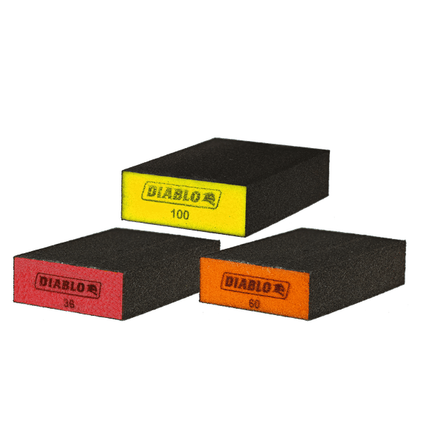 DIABLO DFBBLOCAST03G 4" x 2-1/2" x 1" Assorted Flat Edge Sanding Sponges (3-pc)