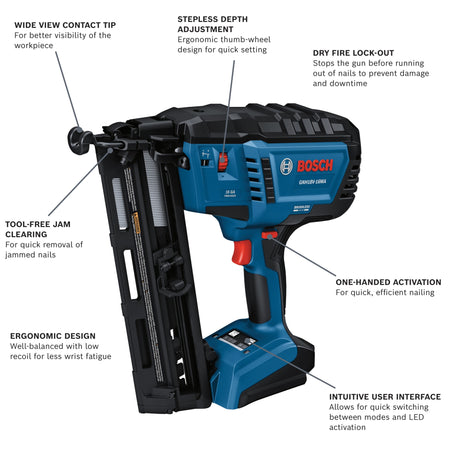 Bosch GNH18V-16MAN 18V Brushless 16-Gauge Angled Finish Nailer (Bare Tool)
