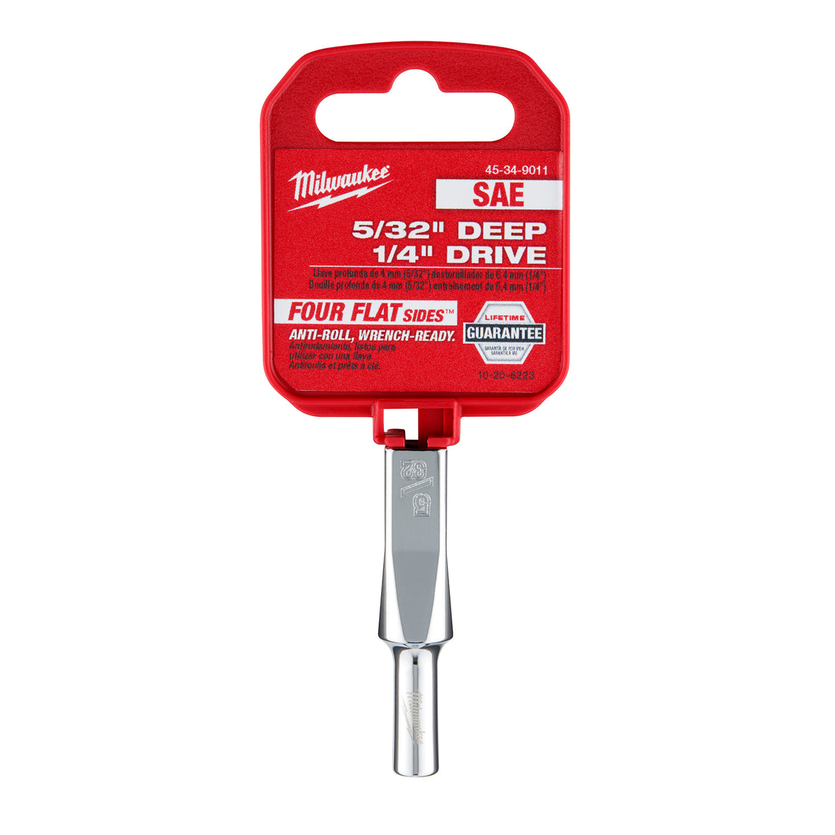 Milwaukee 1/4" Drive 5/32" SAE Deep Socket with FOUR FLAT™ Sides 45-34-9011