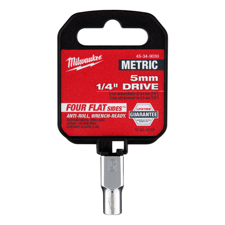 Milwaukee 1/4" Drive 5mm Metric Socket with FOUR FLAT™ Sides 45-34-9030