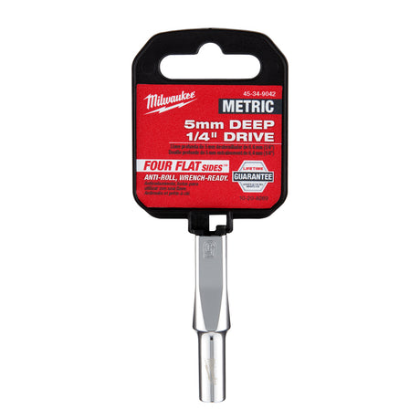 Milwaukee 1/4" Drive 5mm Metric Deep Socket with FOUR FLAT™ Sides 45-34-9042