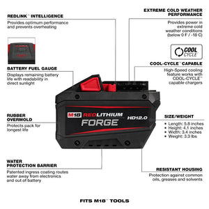 Milwaukee 48-59-1842F M18™ FORGE™ 12.0Ah Starter Kit with 2 Batteries and 6 Bay Rapid Charger
