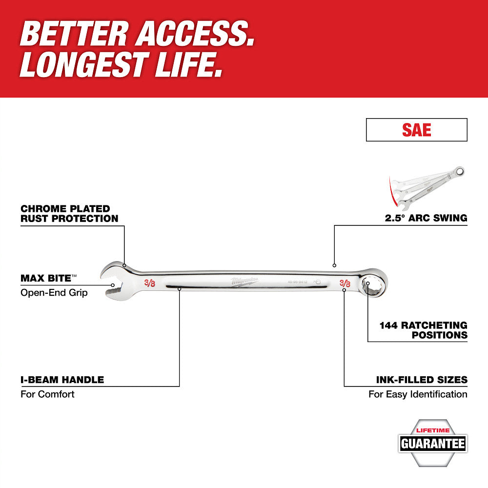 Milwaukee 48-22-0157 15pc. SAE Ratcheting Combination Wrench Set with Tray for PACKOUT™ Drawers