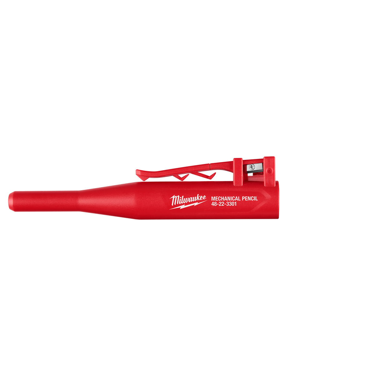 Red Milwaukee mechanical pencil on a white background - cover only