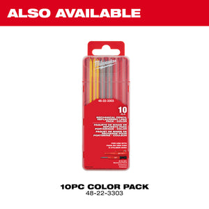 Milwaukee 10-piece color pack of mechanical pencils in red packaging on a white background.