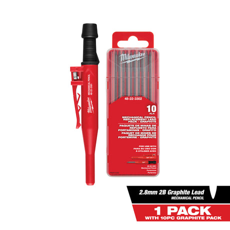 Milwaukee mechanical pencil with red packaging on a white background