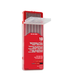 Red packaging of mechanical pencil replacement lead with white text on a white background