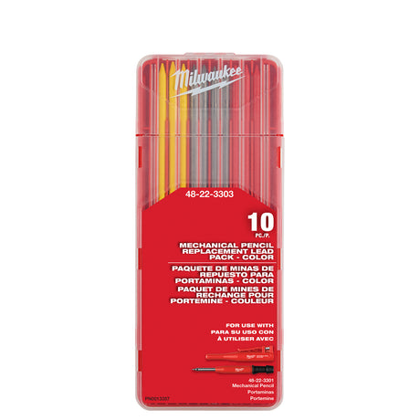 Red packaging of Milwaukee mechanical pencil lead refills on a white background